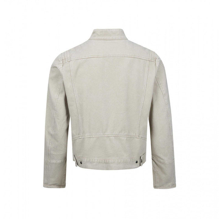 Męska Asymmetric krótka kurtka w Biker styl z stójką i Diagonal Metal zamkiem