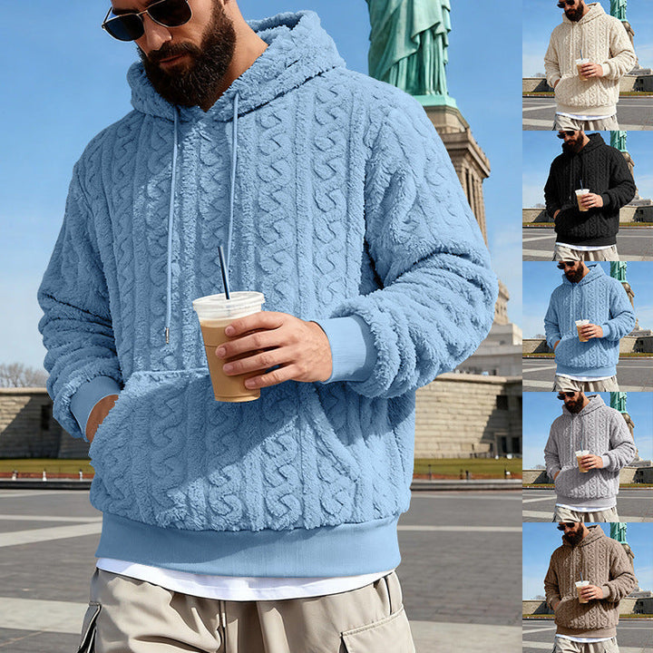 Męska Lined Sherpa Bluza z kapturem z Cable Dzianina Wzór i Kaptur