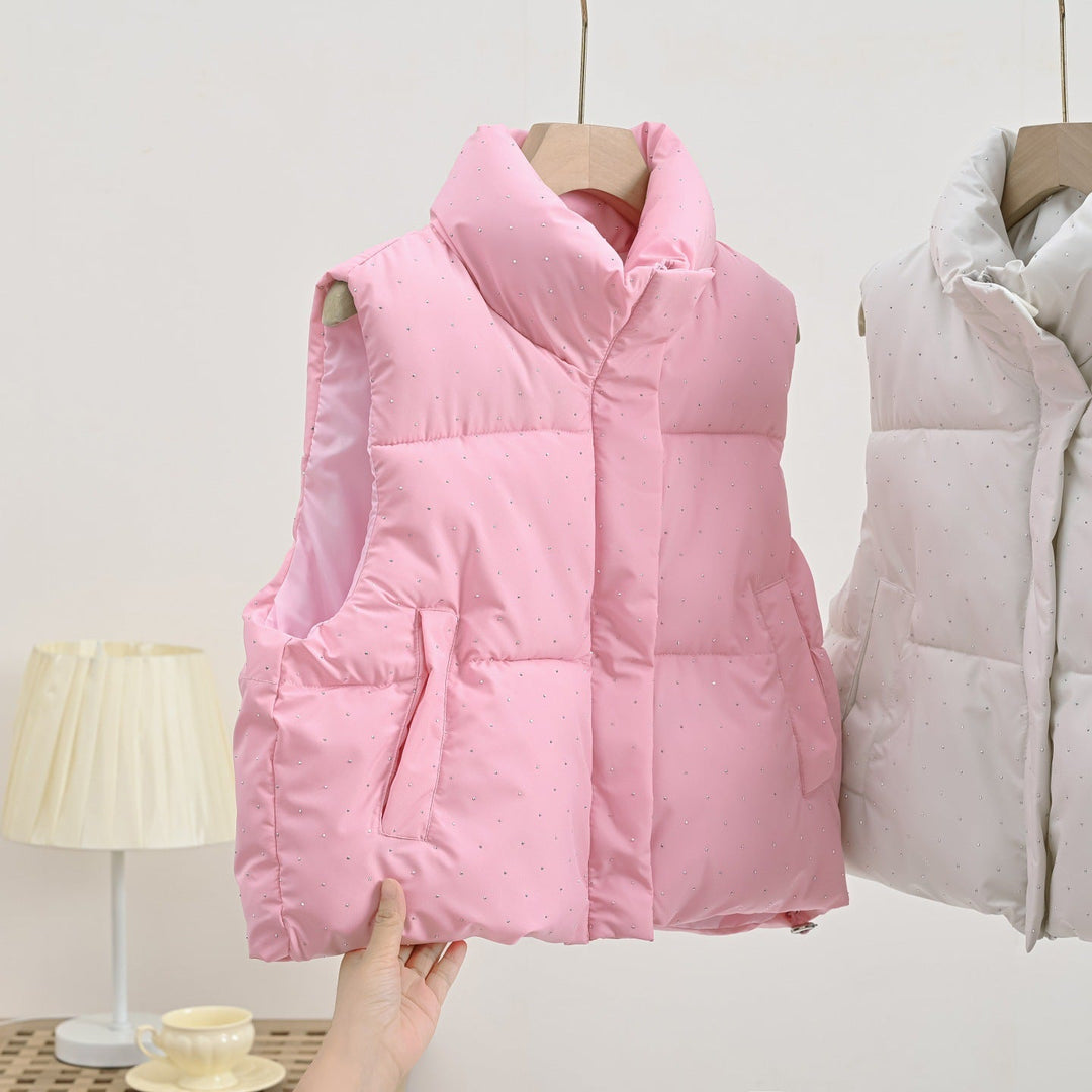 Damska Insulated Sleeveless Ocieplana Gilet z Pikowana Stójka