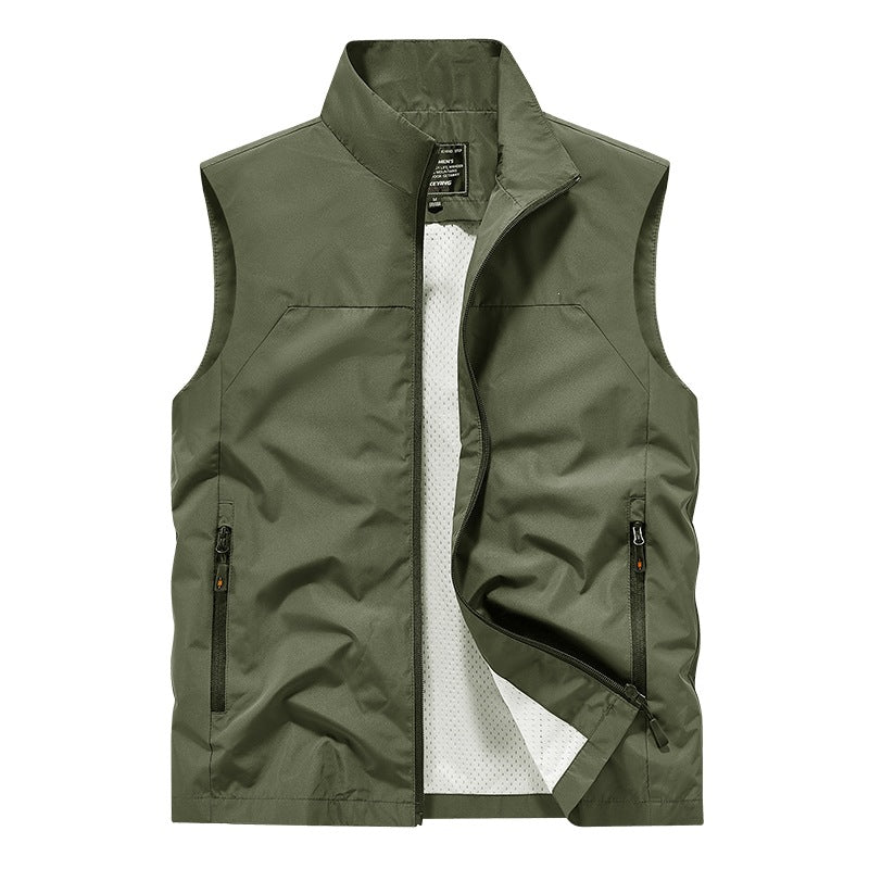 Męski Oddychający Kamizelka użytkowa z Siatka Podszewka, wiatr &amp; wodoodporny exterior &amp; zippered kieszenie