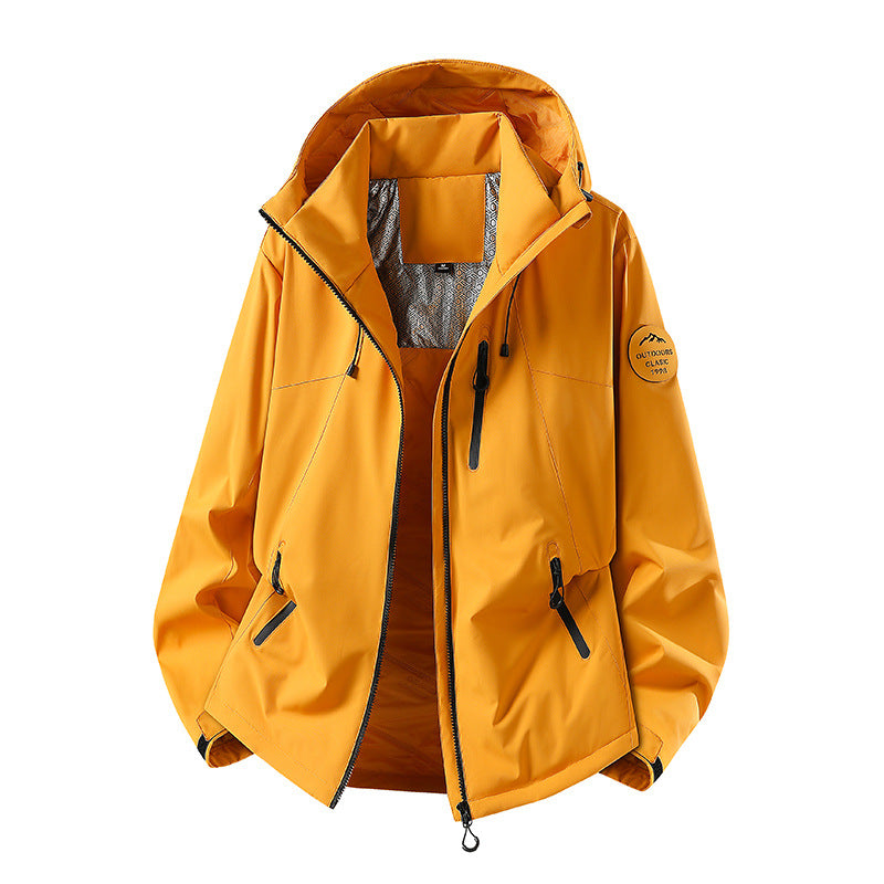 Męski Wodoodporny Kurtka softshell z Kaptur i Kieszenie na zamek