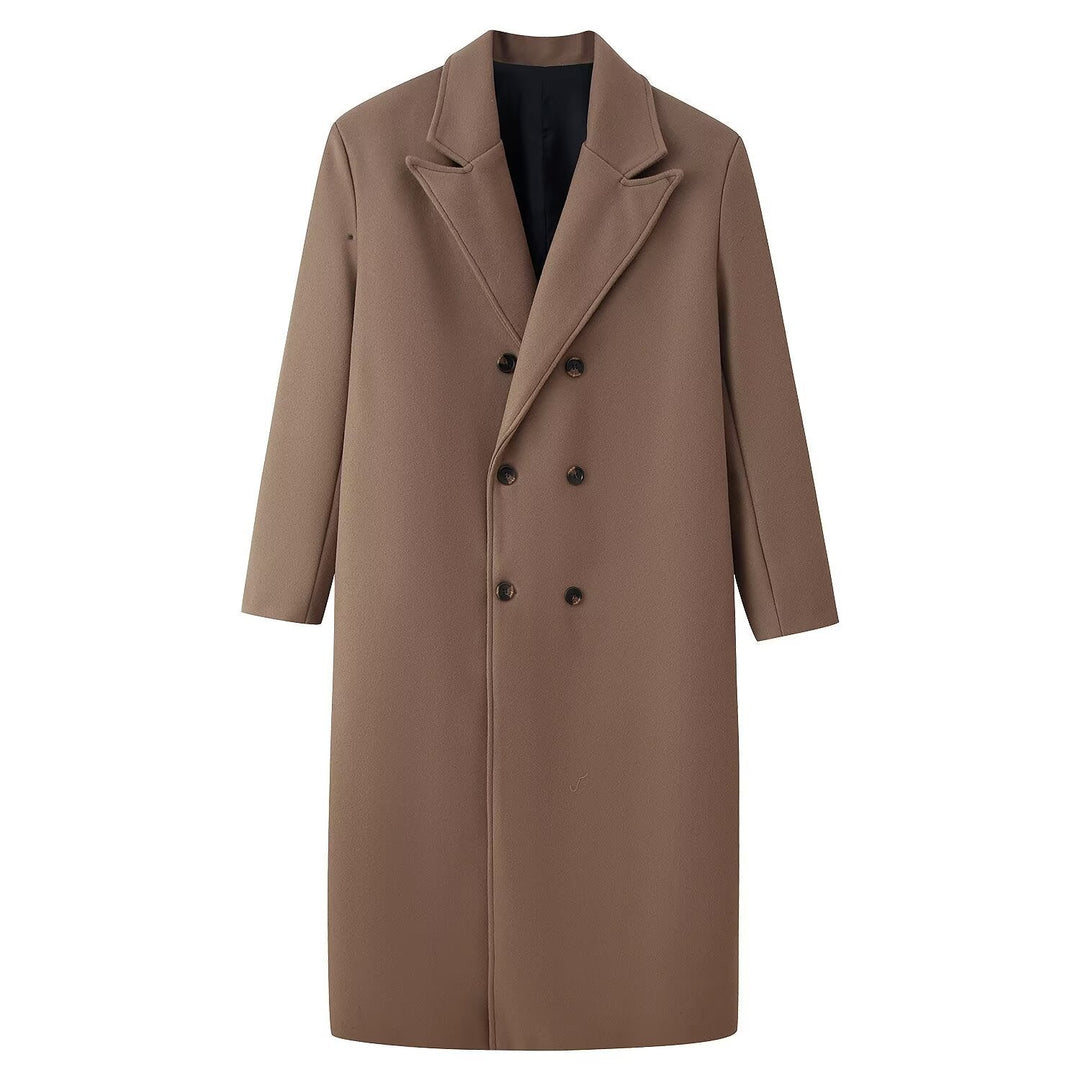 Męska Double-Breasted długa płaszcz z Narrow Lapels i Straight krój