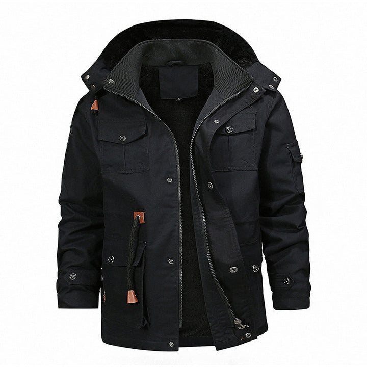 Męska ocieplana Wwter parka z teddy fleece Lwwg, kapturem, i Multi-funkcja kieszeniami