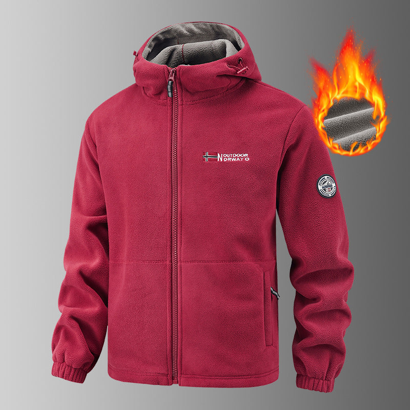 Męska warming polar kurtka z kapturem z ciepł podszewka, zippered Kieszenie i elastyczne mankiety