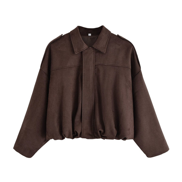 Damska oversize Suede Imitation krótka kurtka Lumaza