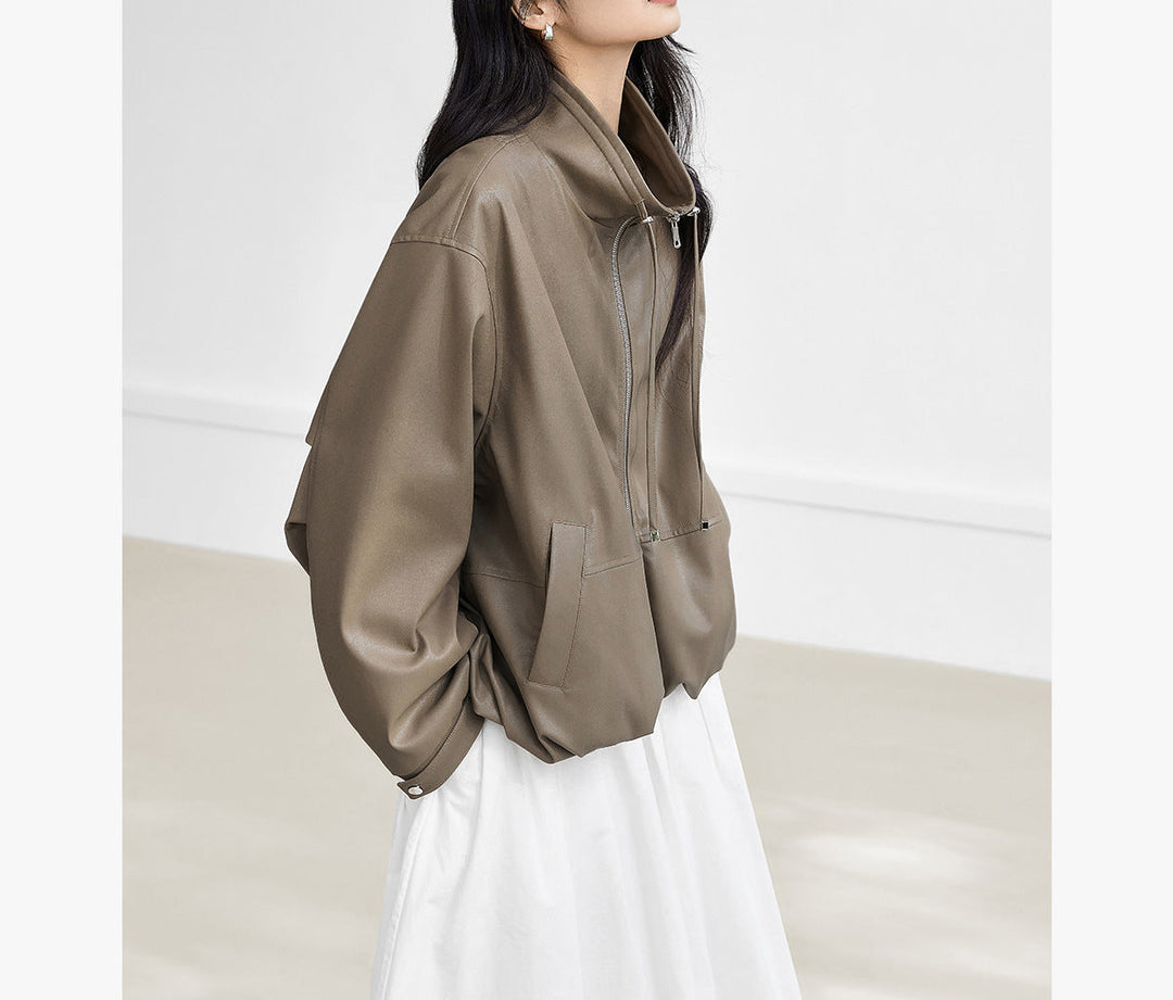 Damska Stylish Blouson kurtka z wysokim kołnierzem Lumaza