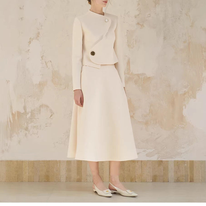 Damska elegancka krótka marynarka kurtka z asymmetric cut Lumaza
