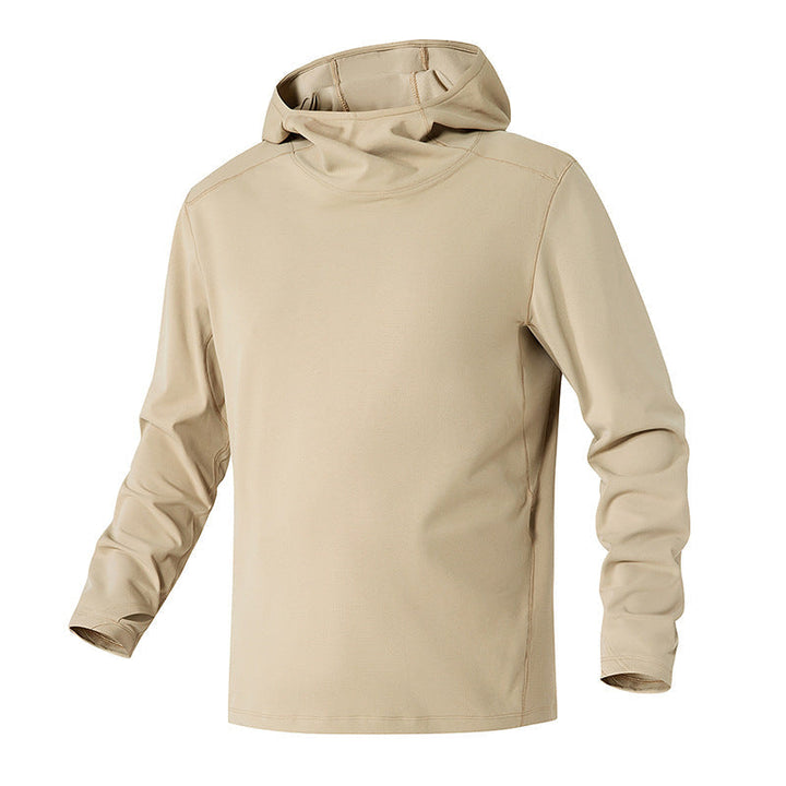 Herren Kapuzenpullover mit hohem Schalkragen aus technischem Stretchjersey