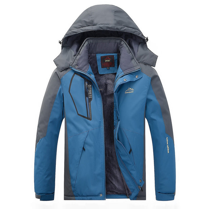 Męski wodoodporny outdoorowy kurtka z polar teddy podszewka, regulowany kaptur, i multifunction kieszenie