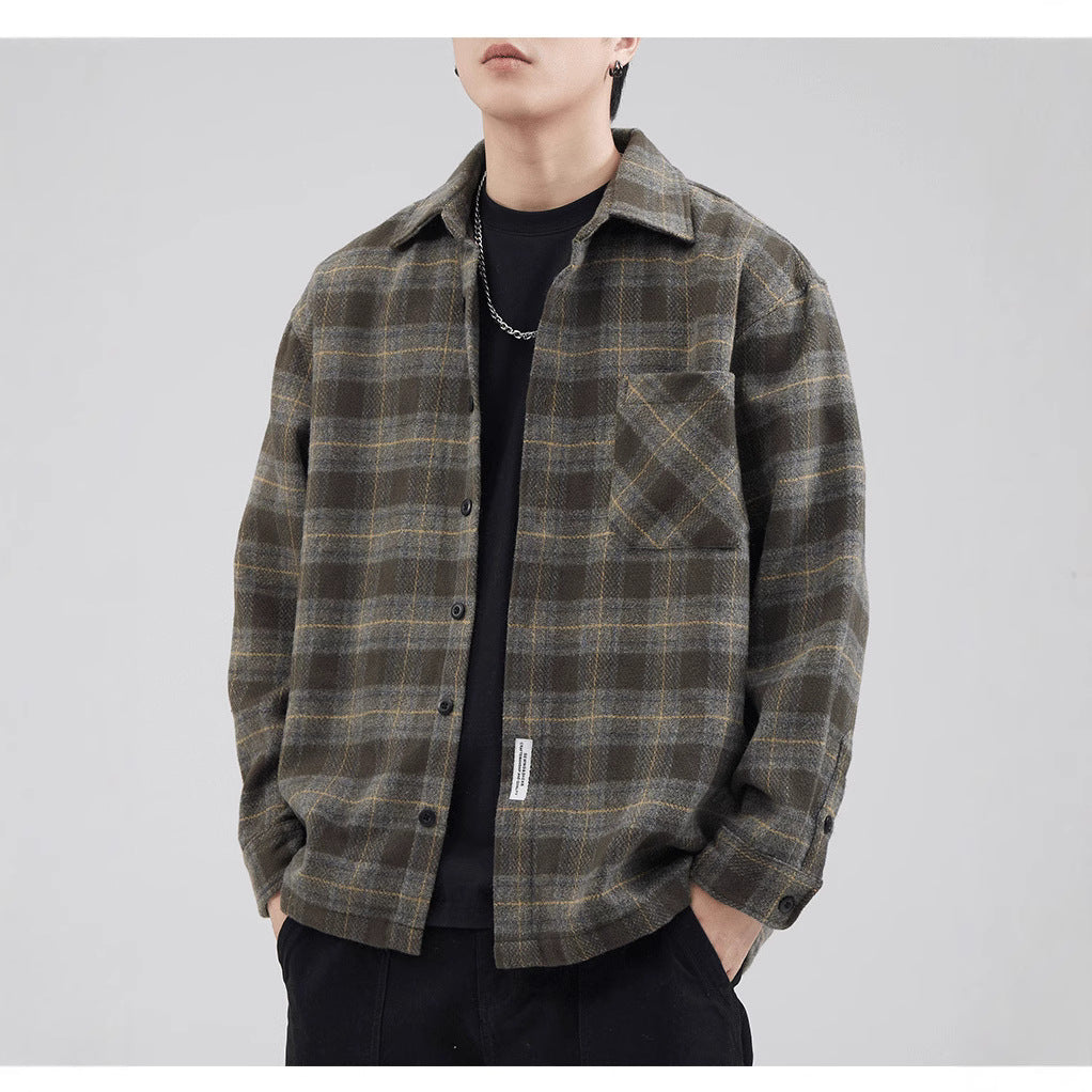 Męska casualowo Checkered wzór kurtka koszulowa