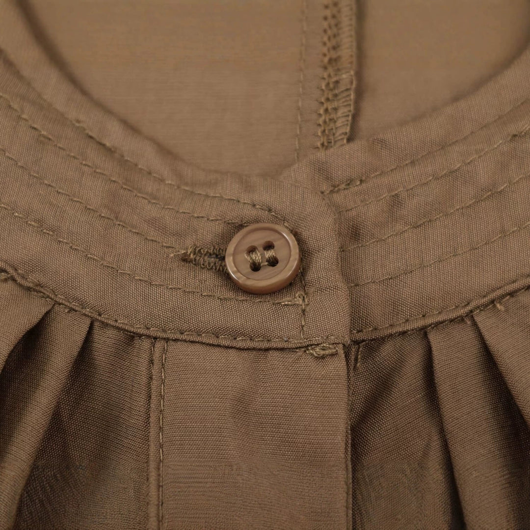 Damska lekka Pleated Blouson kurtka z Round kołnierzem, Balloon rękawami i Smocked dołem Lumaza