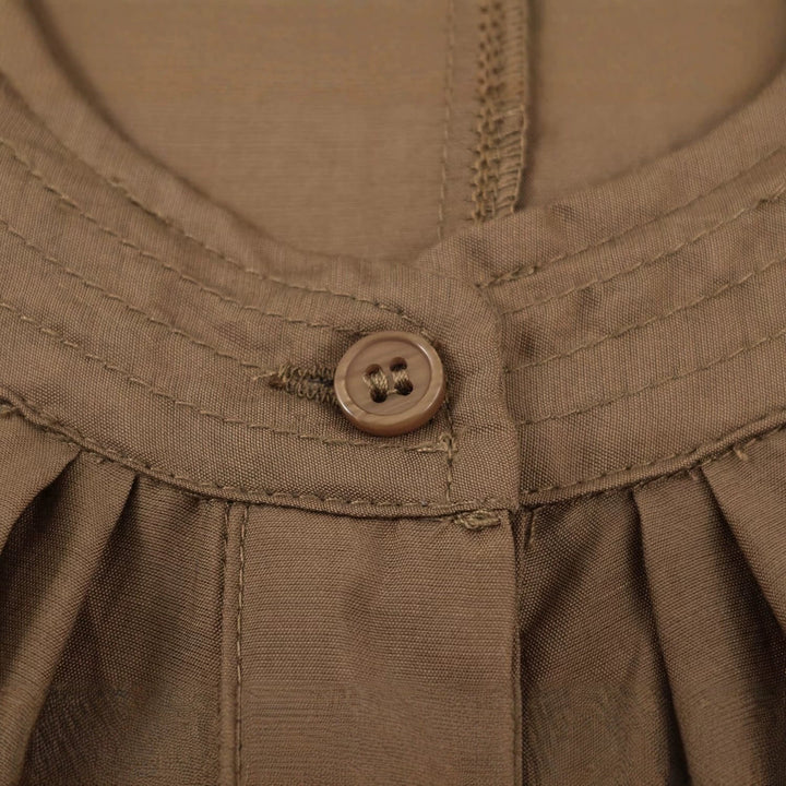 Damska lekka Pleated Blouson kurtka z Round kołnierzem, Balloon rękawami i Smocked dołem Lumaza