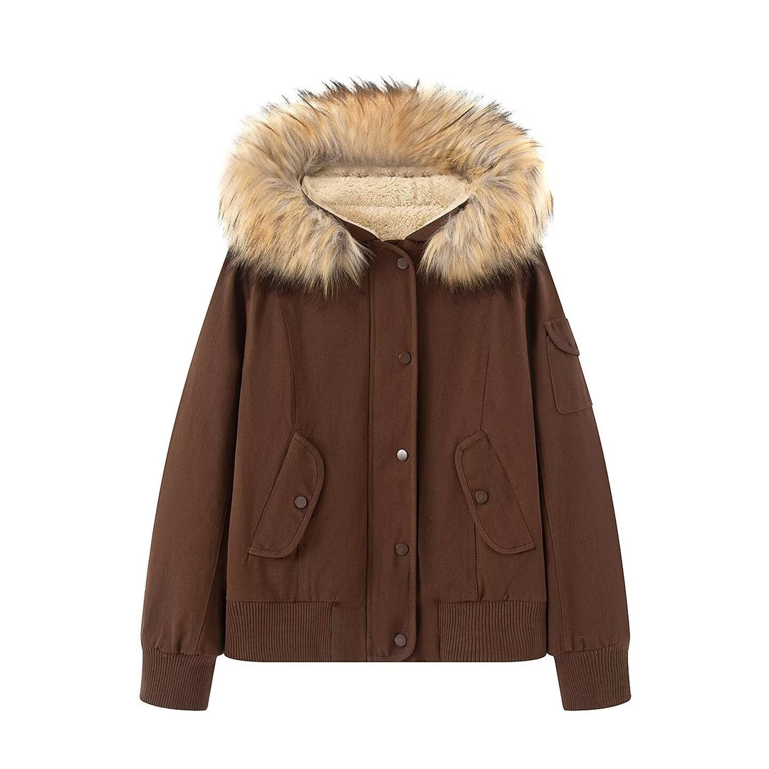 Damska termiczna Parka z Teddy Lining i Removable Fur Hood Lumaza
