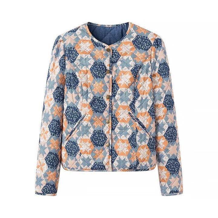 Damska lekka pikowana kurtka z Patchwork kwiatowa Pattern i krótka Lumaza