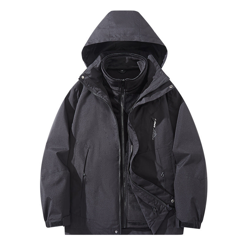Męska wodoodporny two-warstwa trekkwg kurtka z removable fleece wner kurtka i kapturem