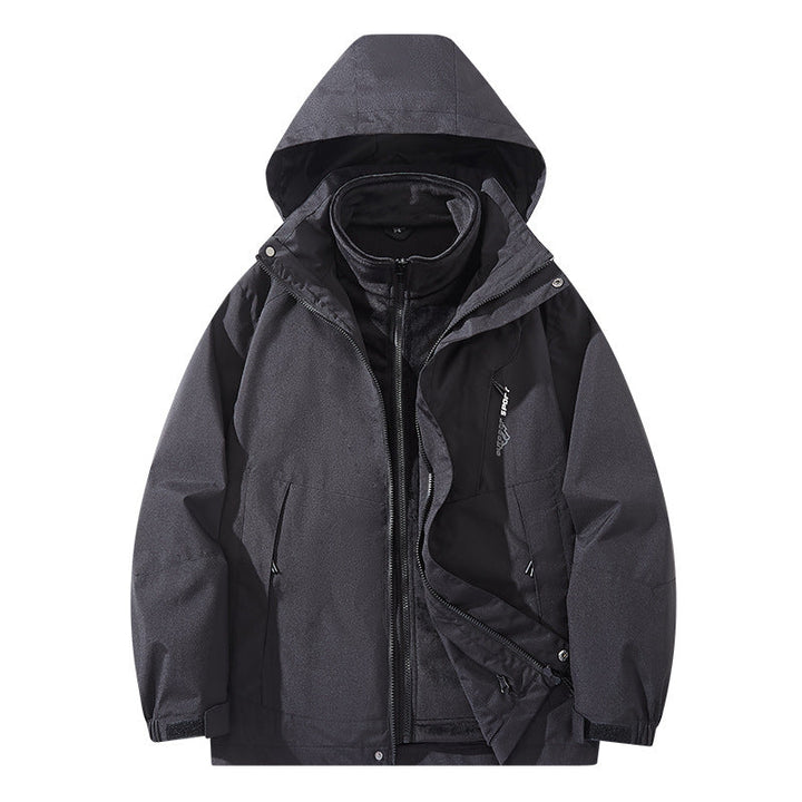 Męska wodoodporny two-warstwa trekkwg kurtka z removable fleece wner kurtka i kapturem