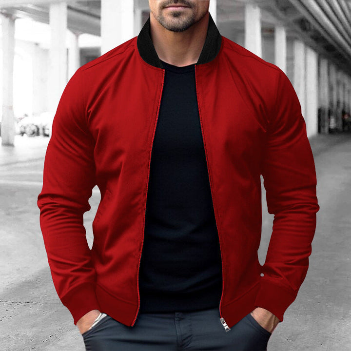 Męska sporty-elegant sweat kurtka w bomber Styl z kontrastowy Kołnierz i dwukierunkowy zamek