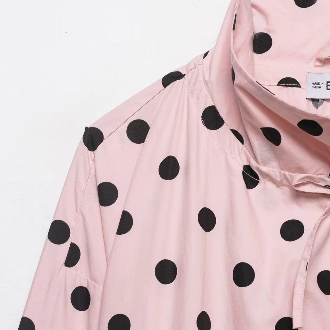 Damska lekka Dotted Anorak kurtka in krótka boxy Cut z ściągaczem i z wysokim kołnierzem Lumaza