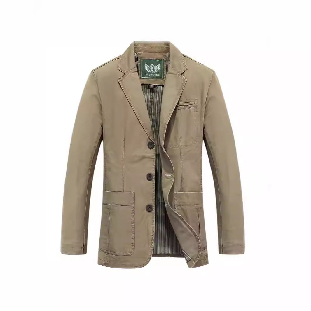 Męska kurtka w codzienny styl z three-button przód i naszywane kieszenie