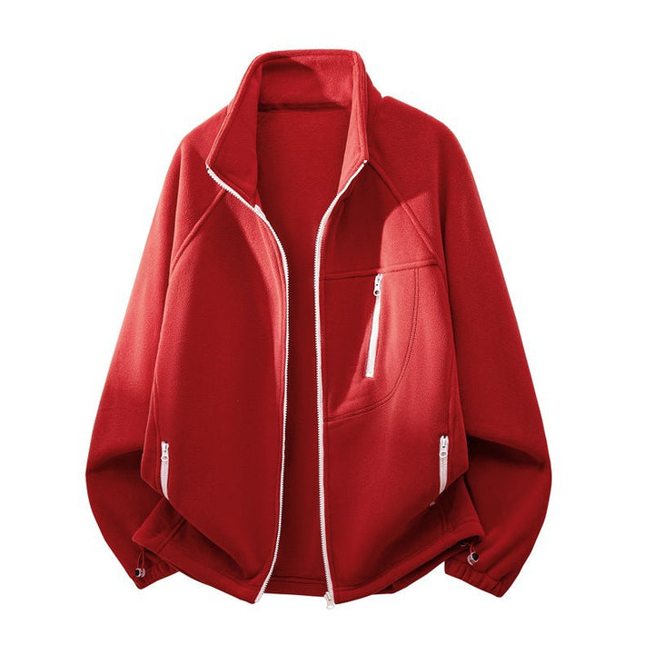 Kurtka męska polarowa z wysoki stójką, multiple zamkiem kieszeniami, i ergonomic raglan krój