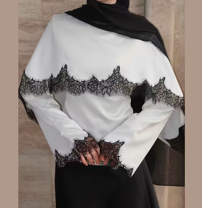 Damska na ramiona peleryna z kwiatowa lace edge i wide fall Lumaza