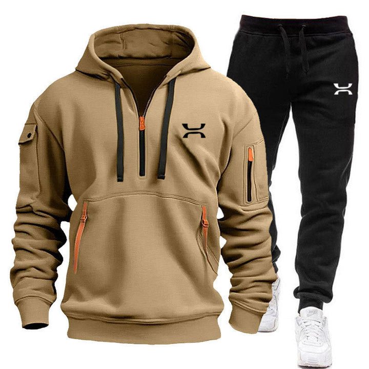 Męska Sportowa Bluza z kapturem i Tracksuit Set z Funkcjonalny Kieszenie i Sportowa Krój