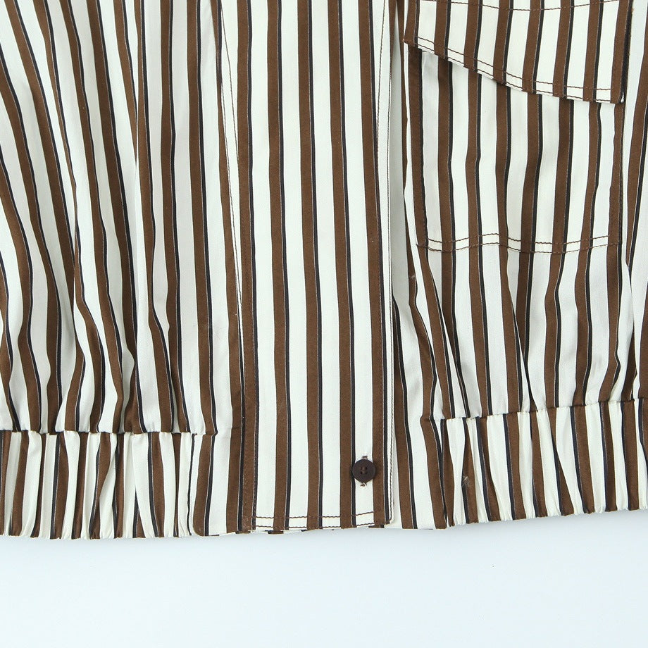 Damska oversize koszulowa kurtka z stójka kołnierzem, Chest Pocket, i Elastic dołem Lumaza