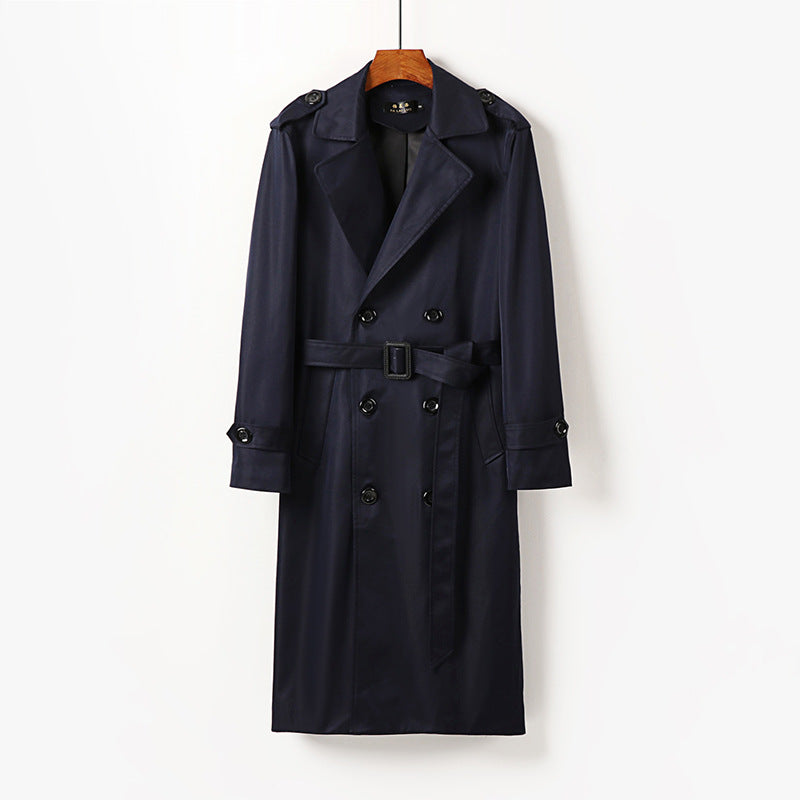 Trencz męski z dwurzędowym zapięciem, z klapami - na podróż i codzienne wyjścia