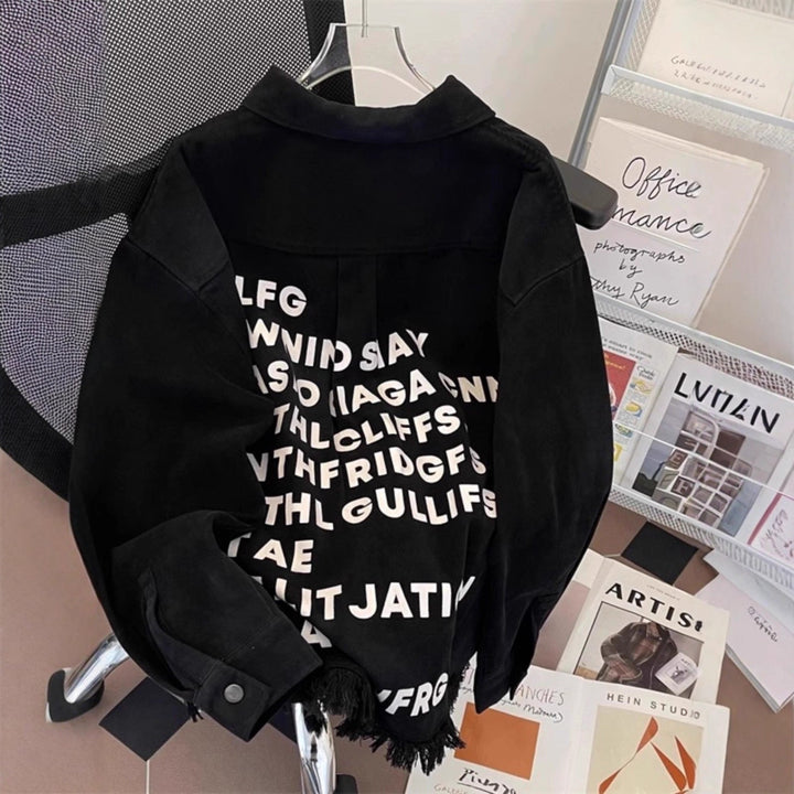 Damska miejska oversize kurtka z Creative Lettering Lumaza