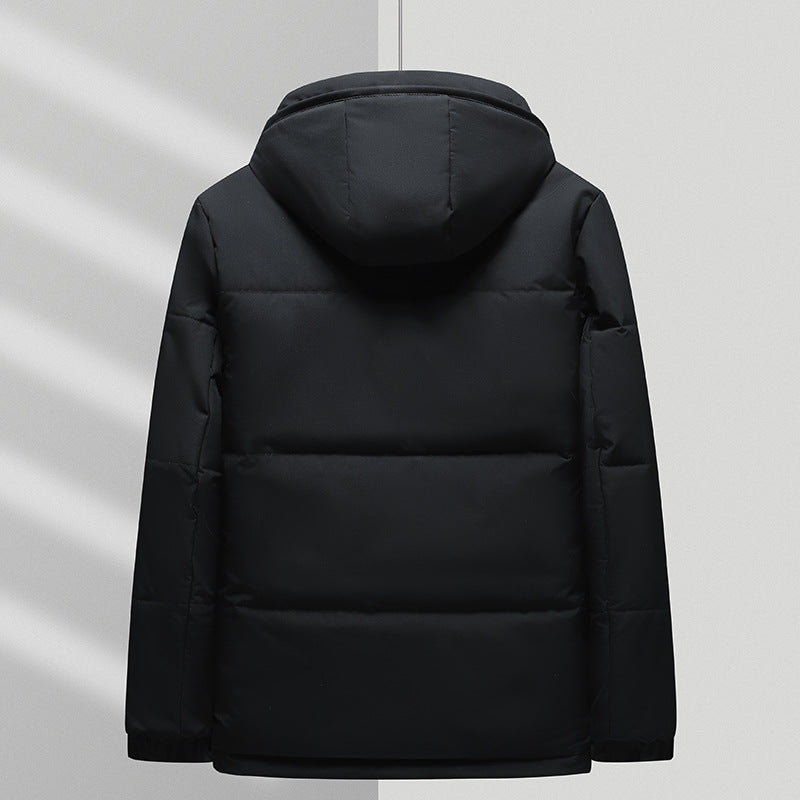 Kurtka pikowana męska z kapturem, z pluszową podszewką - na sezon przejściowy