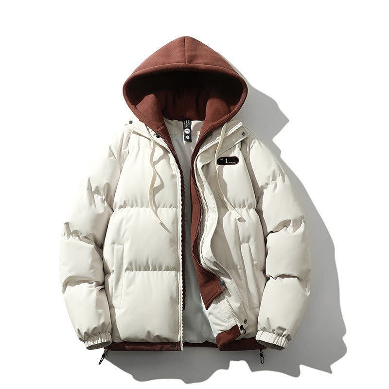 Męska Two-warstwa pikowana kurtka z Removable fleece kapturem i termiczny wsulation
