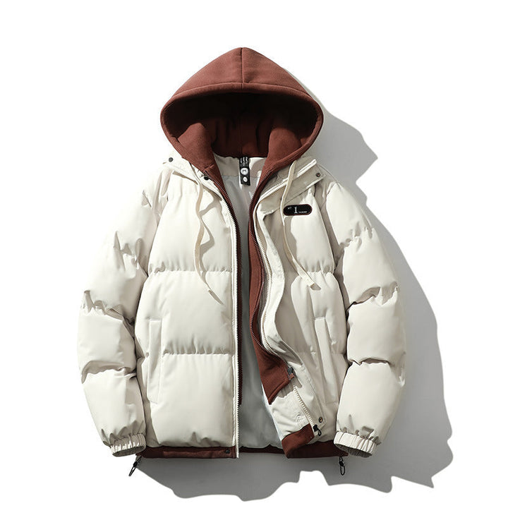 Męska Two-warstwa pikowana kurtka z Removable fleece kapturem i termiczny wsulation