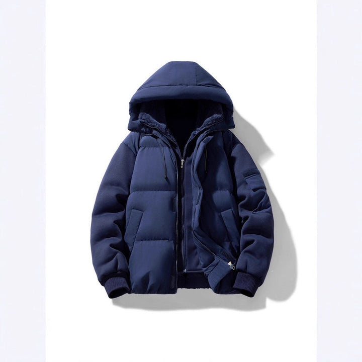 Męska ocieplana kapturemed kurtka z teddy lwwg i contrastwg softshell rękawy