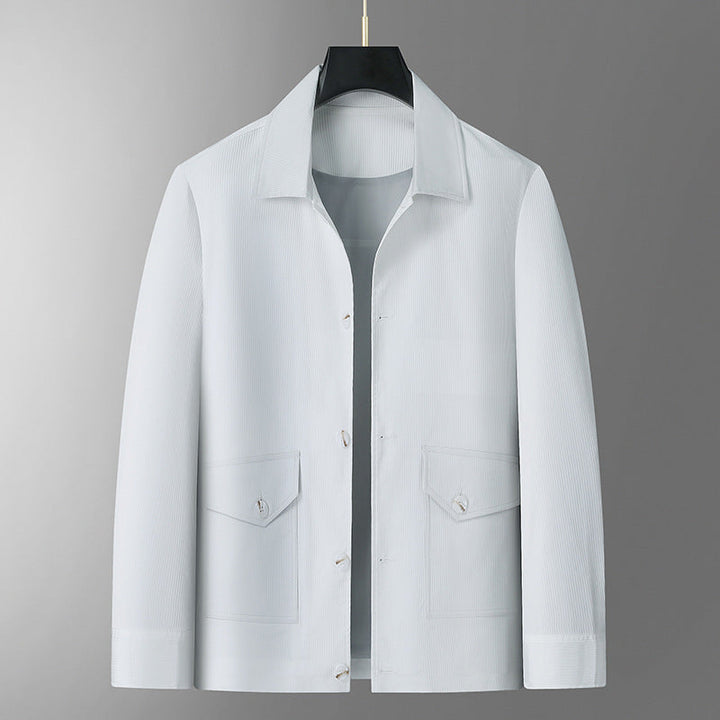 Męski przejściowy kurtka w minimalist styl roboczy z kieszenie z klapami