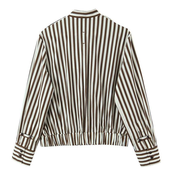 Damska oversize koszulowa kurtka z stójka kołnierzem, Chest Pocket, i Elastic dołem Lumaza