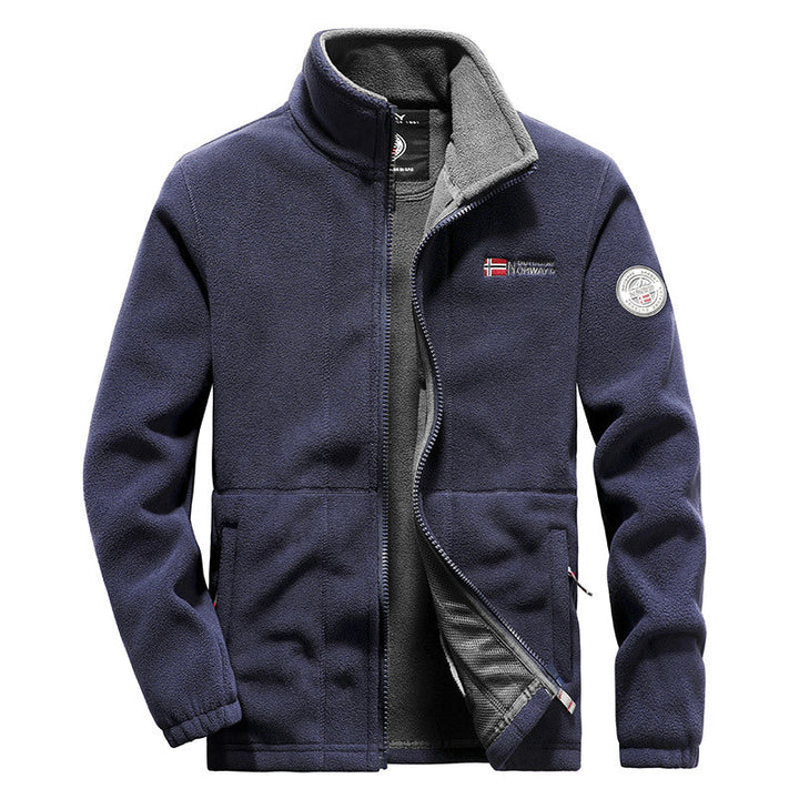 Męski polar outdoorowy kurtka z wysoki kołnierz, full-length zamek i oddychający microfleece podszewka