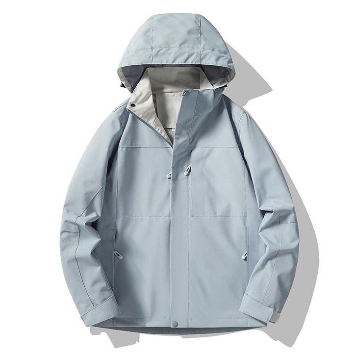 Męska mwimalist technical kapturemed softshell kurtka z matte fwish i ukrytym zamkiems