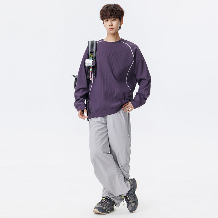 Męska Waffle Structure Oversize Bluza z Raglanowy Rękawy i Luźny krój