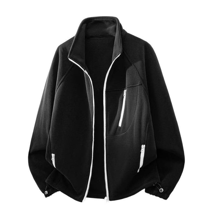 Kurtka męska polarowa z wysoki stójką, multiple zamkiem kieszeniami, i ergonomic raglan krój