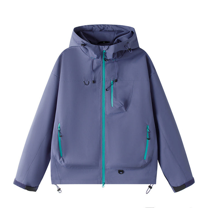 Męska lekka Tech softshell kurtka z kapturem, regulowany dół i kontrastowy zamkiems