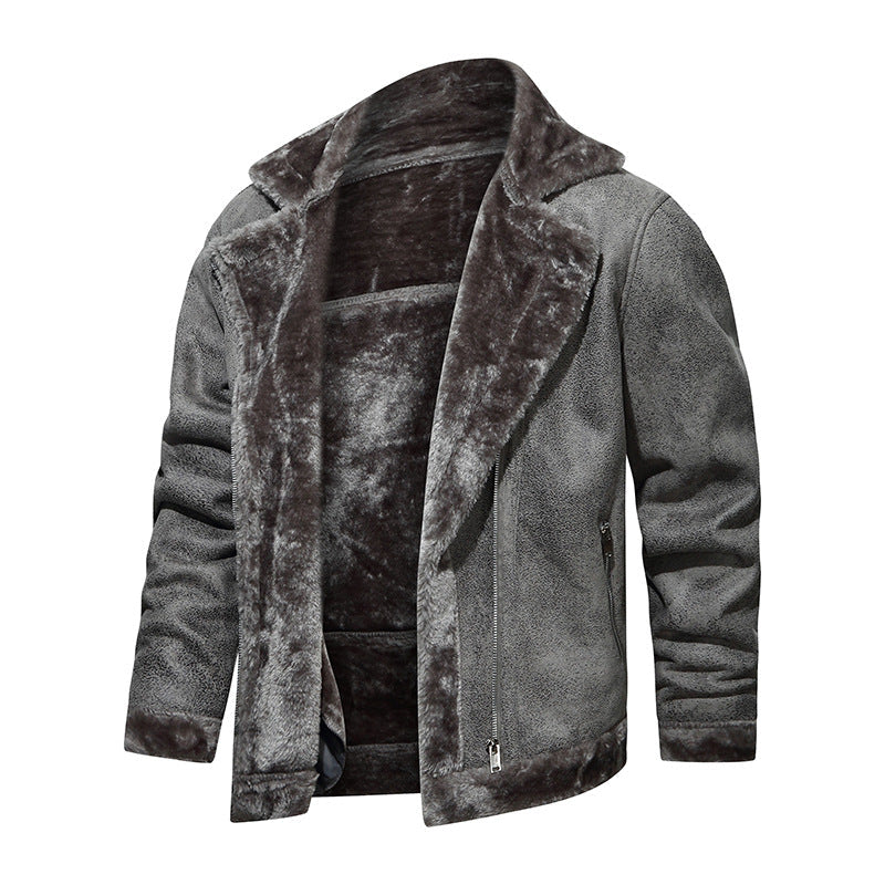 Męska lambskw imitacja biker kurtka z asymmetrical zamkiem i teddy lwwg