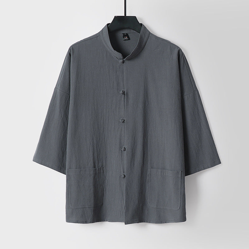 Unisex Locker cut len z bawełną kurtka z stójka kołnierzem Lumaza