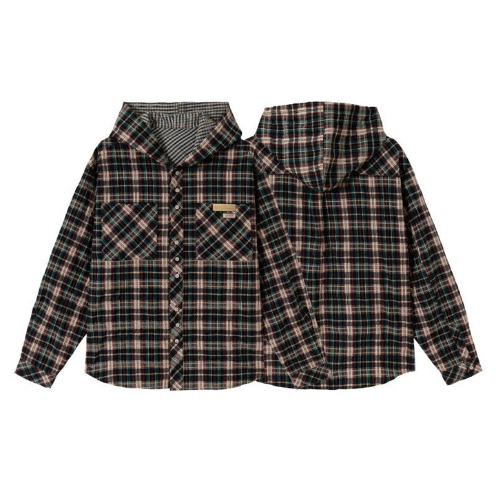 Unisex Oversize Kratka Flannel Koszula z Kieszenie na piersi