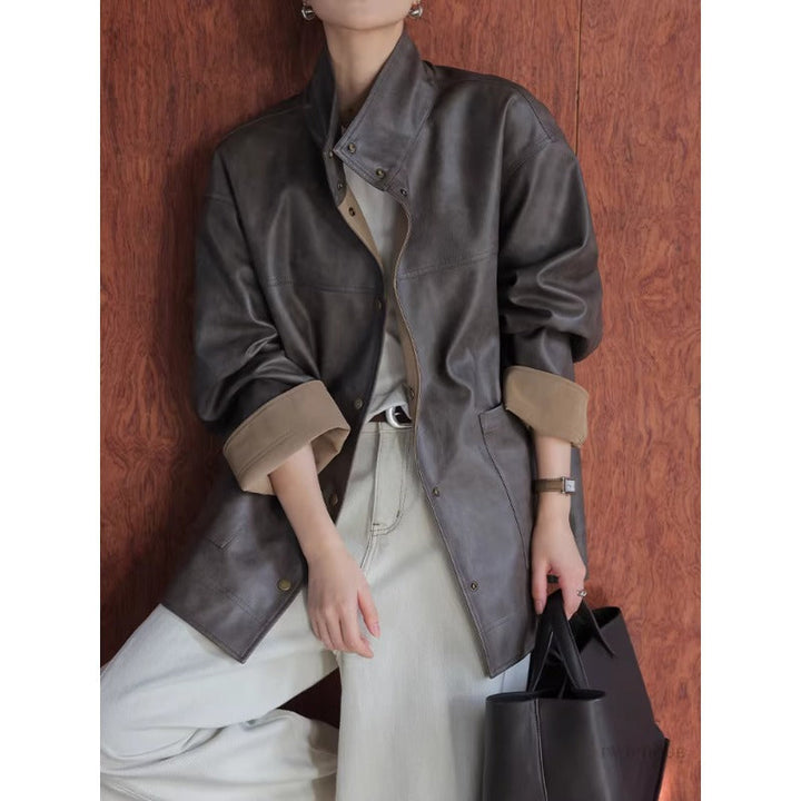 Damska Leather kurtka z nowoczesna Cut Lumaza