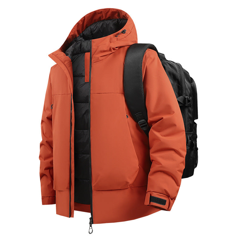 Męska miejski termiczny parka z 2-warstwa wsert i backpack-friendly krój