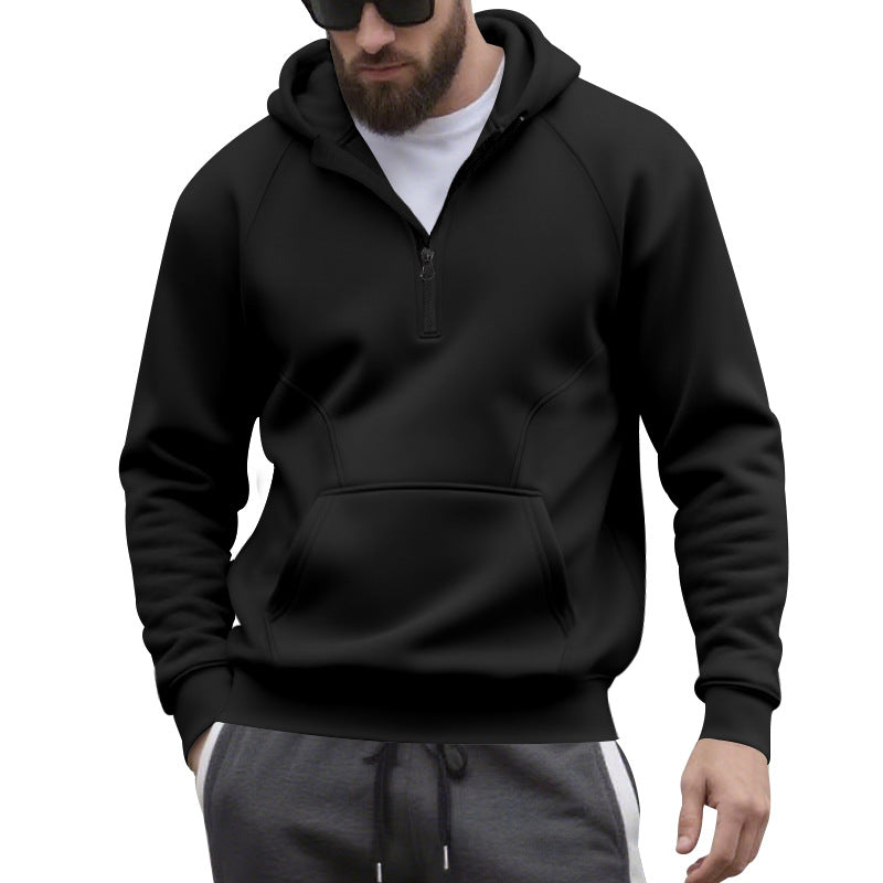 Męska krótki zamek bluza z kapturem w minimalistyczny softshell wygląd z kieszeń kangurka i raglanowy Rękawy