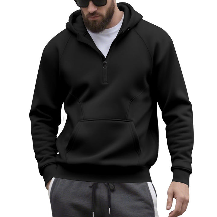 Męska krótki zamek bluza z kapturem w minimalistyczny softshell wygląd z kieszeń kangurka i raglanowy Rękawy
