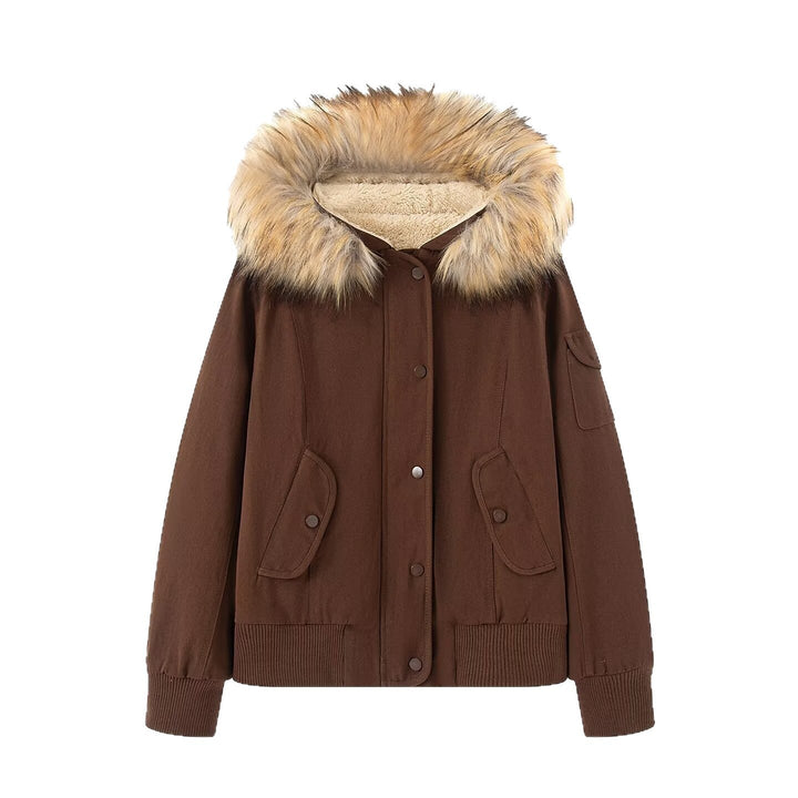 Damska pikowana Parka kurtka z Teddy Lining i Faux Fur Hood Lumaza