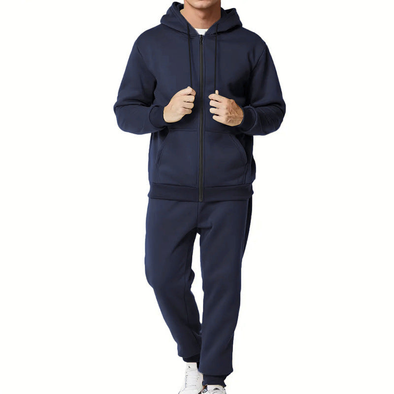 Męska two-piece bluza z zamkiem i kapturem i tapered jogging spodnie wykonana z French Terry