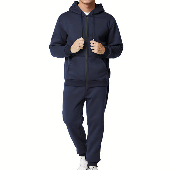 Męska two-piece bluza z zamkiem i kapturem i tapered jogging spodnie wykonana z French Terry